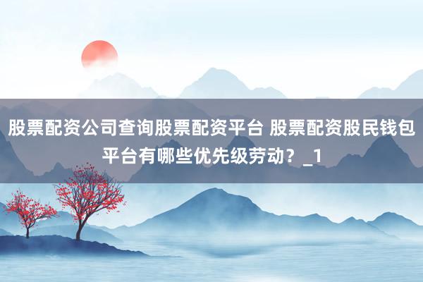 股票配资公司查询股票配资平台 股票配资股民钱包平台有哪些优先级劳动？_1